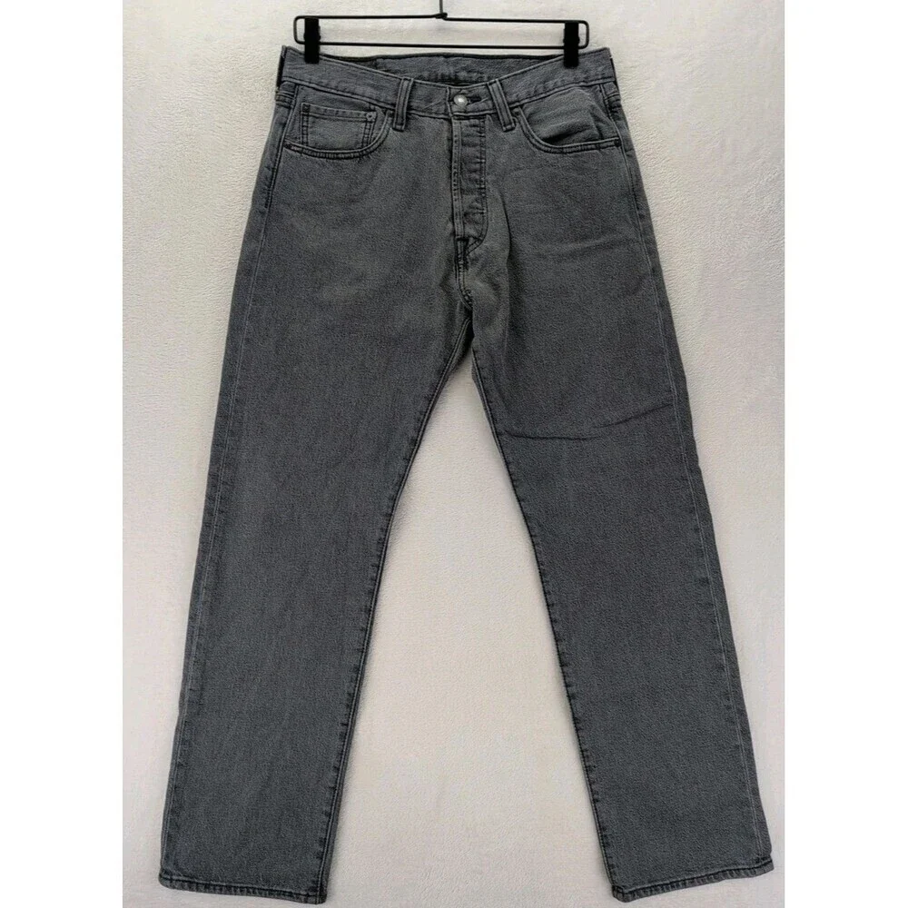 Levi's 501 Button Fly Red Tab Jeans Men's 31x30 Gray Wash Denim Cotton